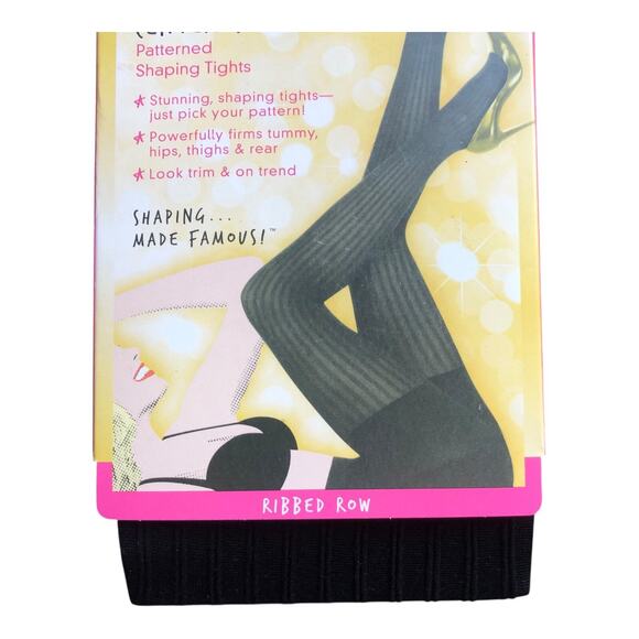 Spanx Star Power Center-Stage Ribbed Row Shaping Tights Black Size C Ribbed Row - Picture 8 of 16